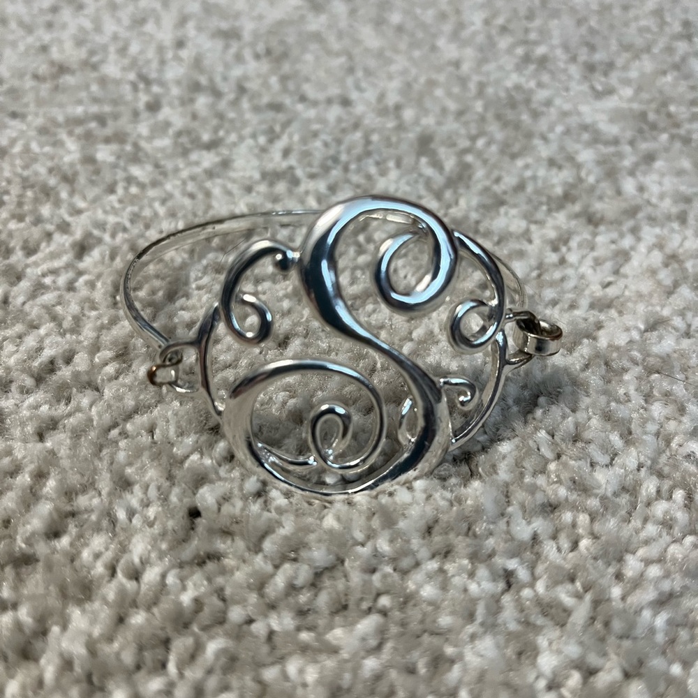 S monogram silver tone bracelet